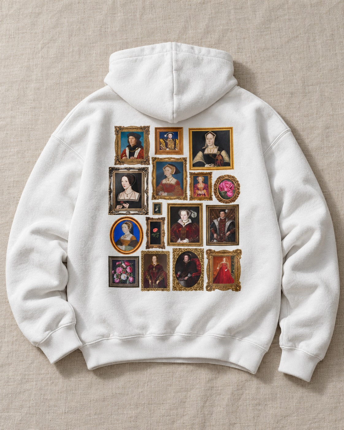 Tudor Portrait Gallery Hoodie - Flat lay · front | My Turtle