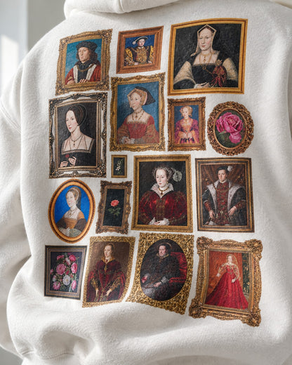 Tudor Portrait Gallery Hoodie - Print close-up · front | My Turtle