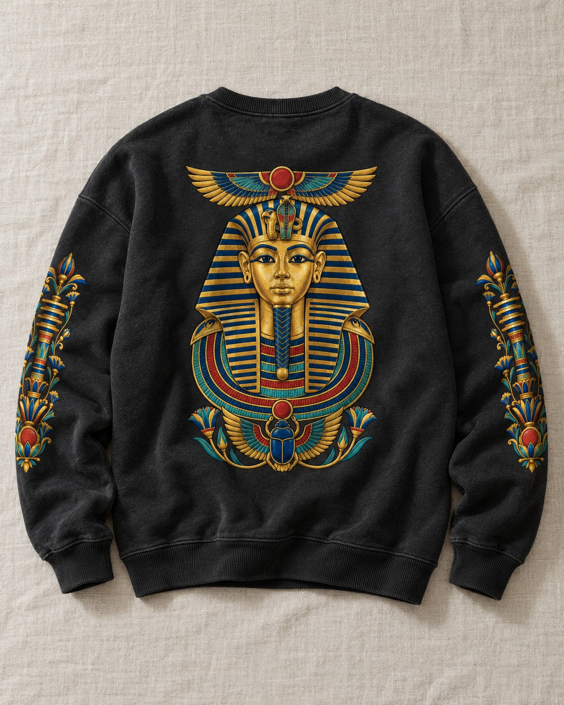 Tutankhamun Golden Mask Sweatshirt - Flat lay · back | My Turtle