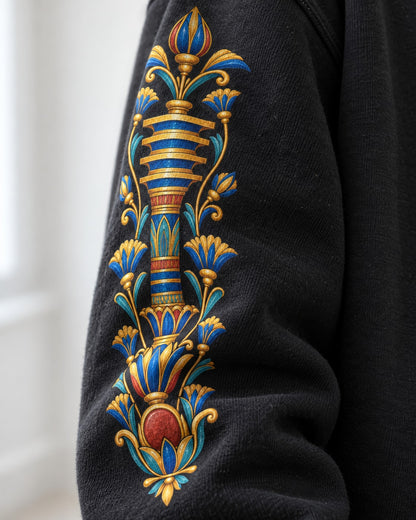 Tutankhamun Golden Mask Sweatshirt - Print close-up · front | My Turtle