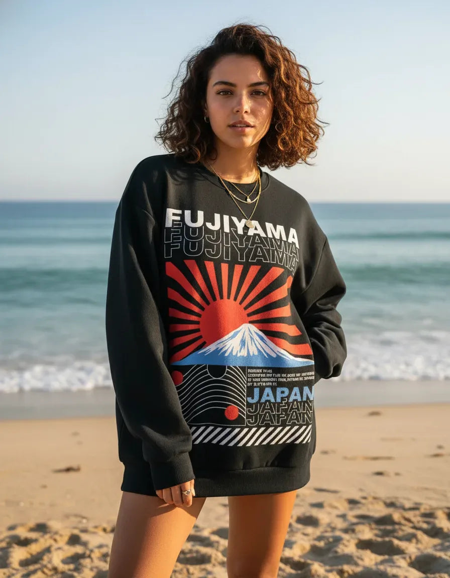 Fujiyama Japan Mount Fuji Crewneck - Image 1
