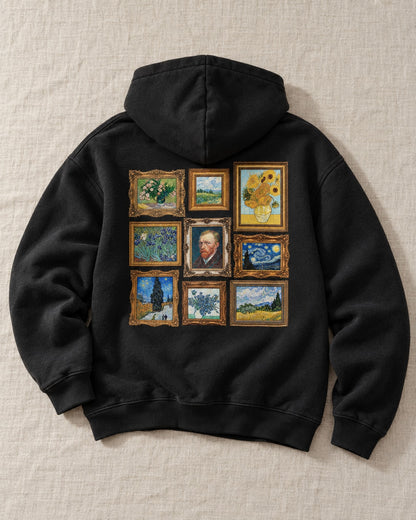Van Gogh Gallery Collage Hoodie - Flat lay · front | My Turtle
