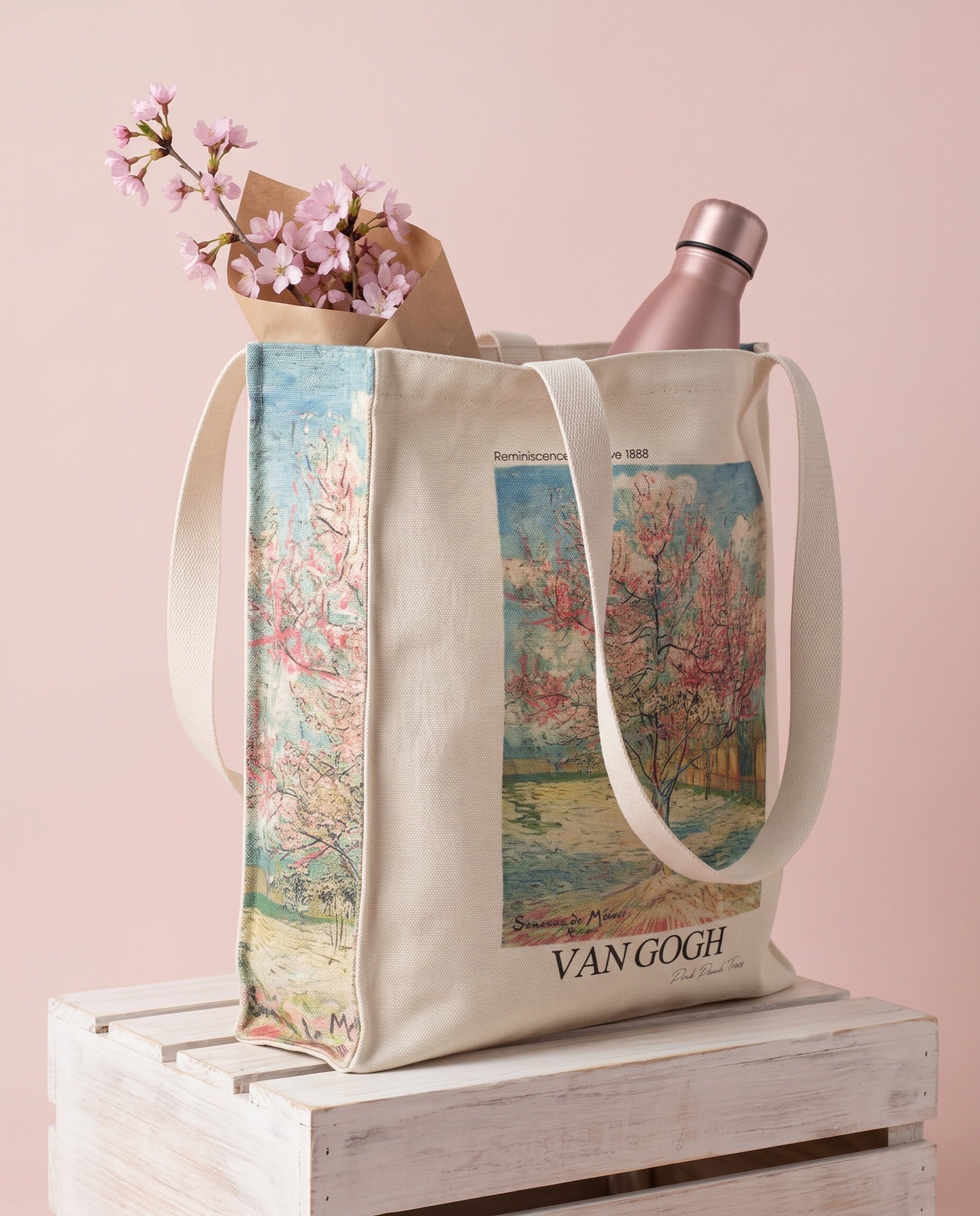 van-gogh-pink-peach-tree-tote-bag What fits inside