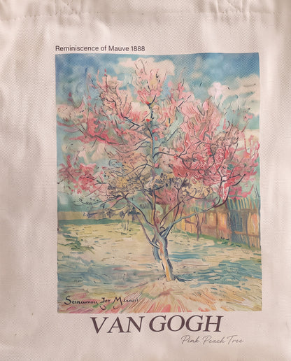van-gogh-pink-peach-tree-tote-bag Print close-up