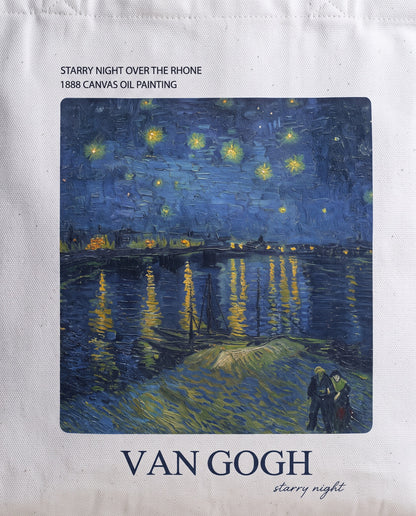 van-gogh-starry-night-over-the-rhone-tote-bag Print close-up