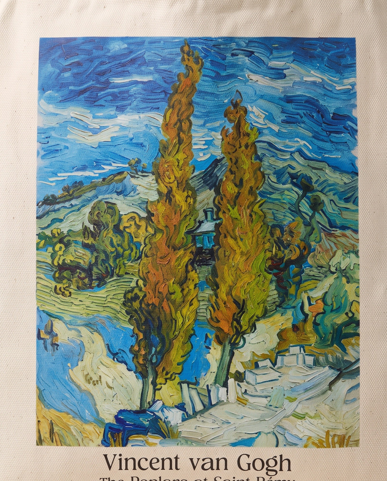 van-gogh-the-poplars-at-saint-remy-tote-bag Print close-up