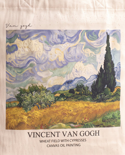 van-gogh-wheat-field-with-cypresses-tote-bag Print close-up