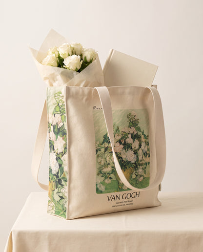 van-gogh-white-rose-tote-bag What fits inside
