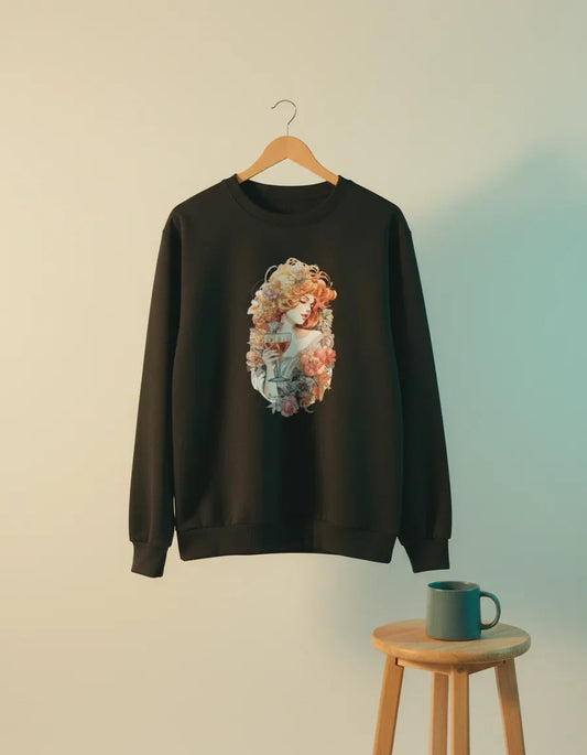Floral Portrait Crewneck - Alphonse Mucha - Image 1