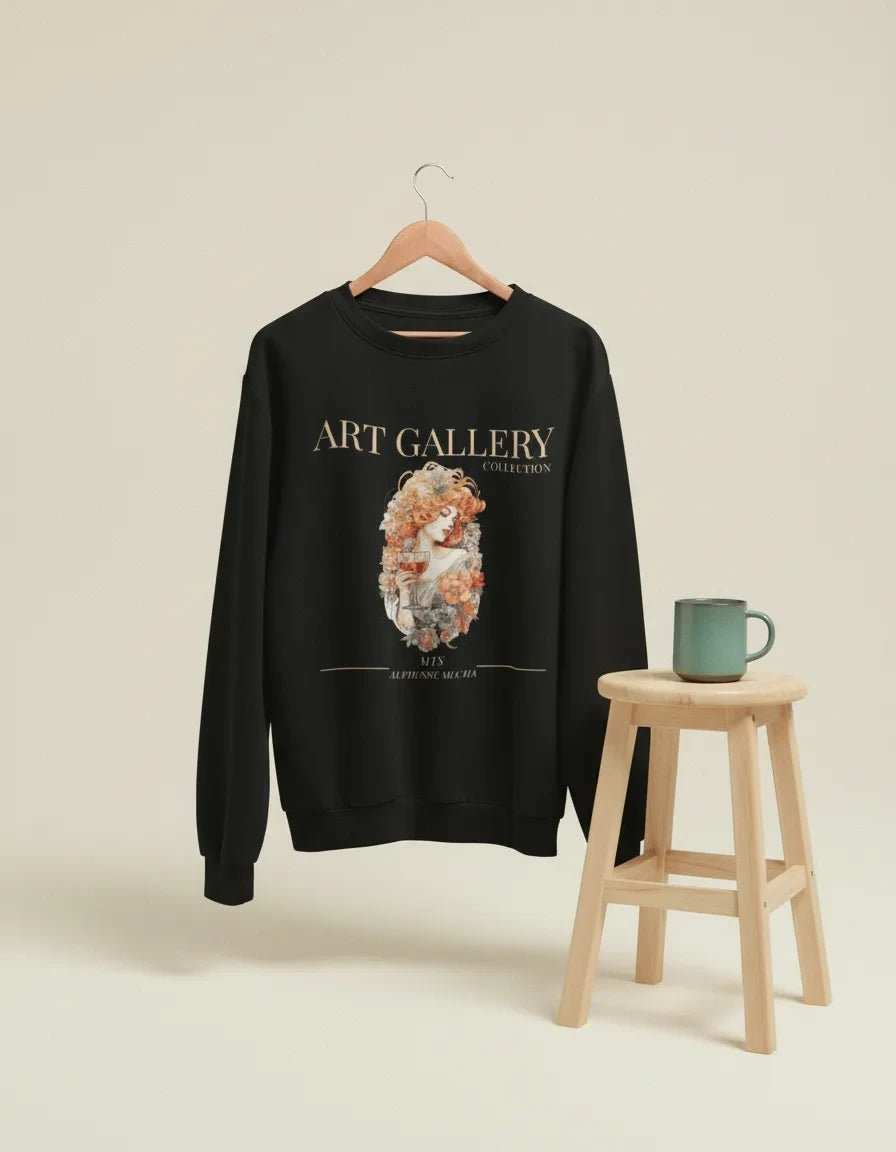 Alphonse Mucha Art Nouveau Crewneck - Image 2