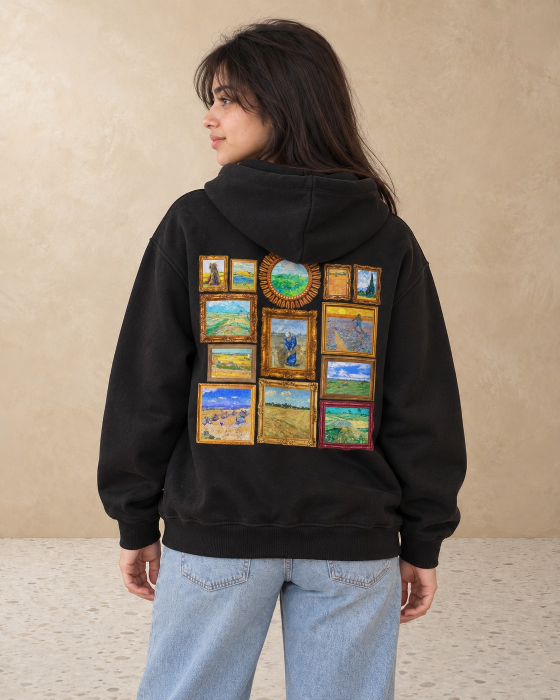 Wheat Fields Gallery Hoodie - Back Print Model Shot | My Turtle