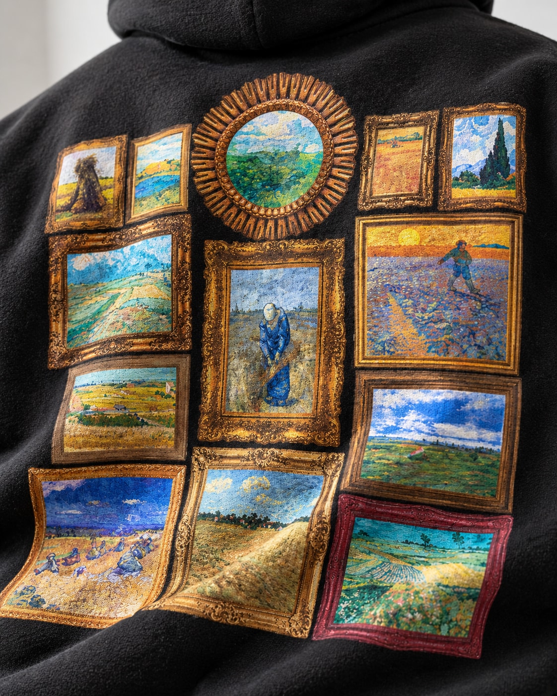 Wheat Fields Gallery Hoodie - Print close-up · front | My Turtle