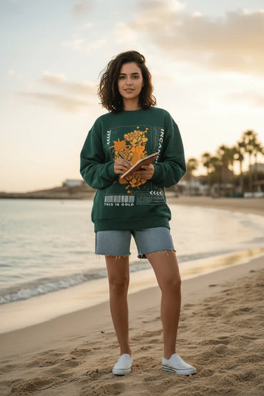 Incandescent Floral Green Crewneck - Image 1