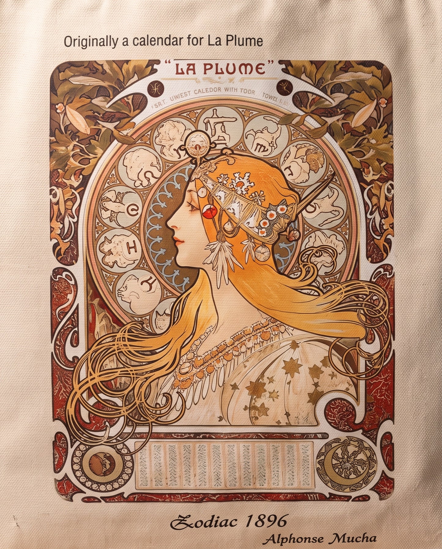 zodiac-alphonse-mucha-tote-bag Print close-up