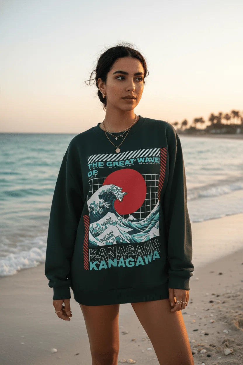Great Wave Kanagawa Crewneck - Image 1