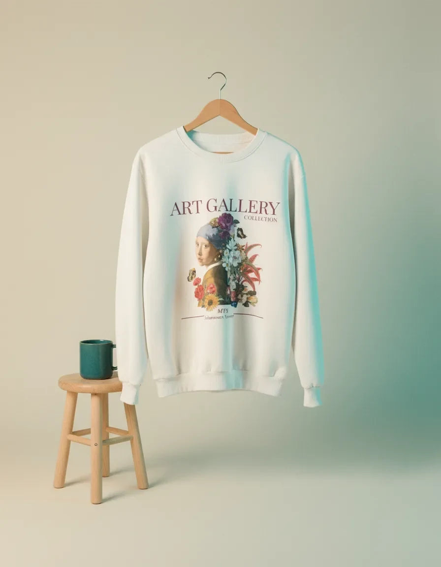 Girl with Pearl Earring Art Gallery Crewneck - Image 1
